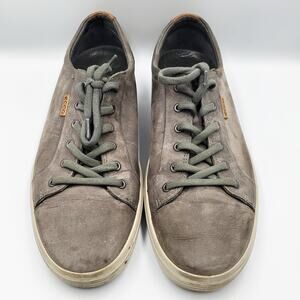 Ecco Soft 7 Sneaker Gray Nubuck Leather Casual Low-Top Lace-Up Men's Size 13